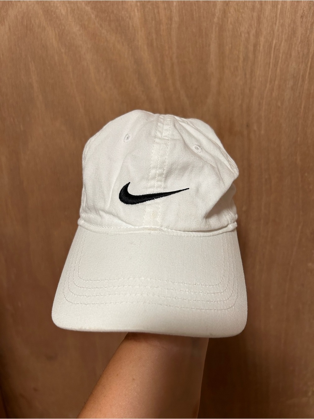 Nike White unisex Child Cap with Black Swoosh